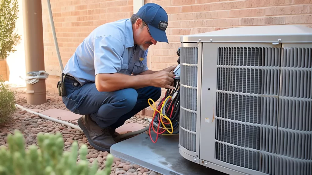 Man Looking at HVAC Unit